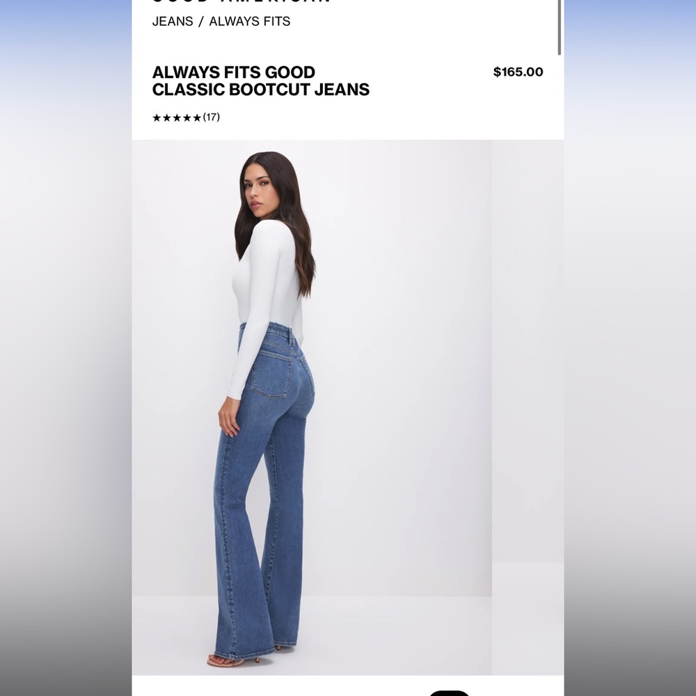 Good American always fits bootleg jeans, size 6-12